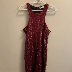 Elegant Burgundy Sequin Dress